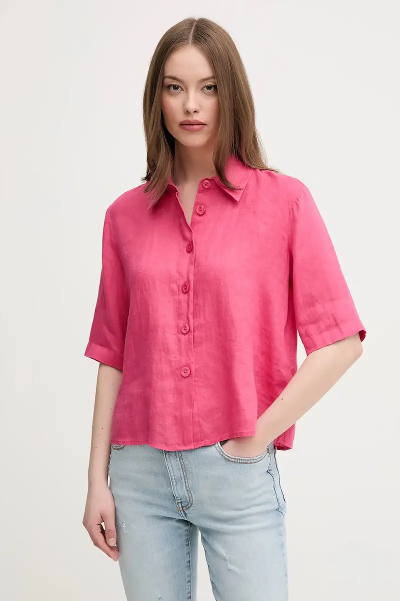 camicia di lino colore marrone Rosa