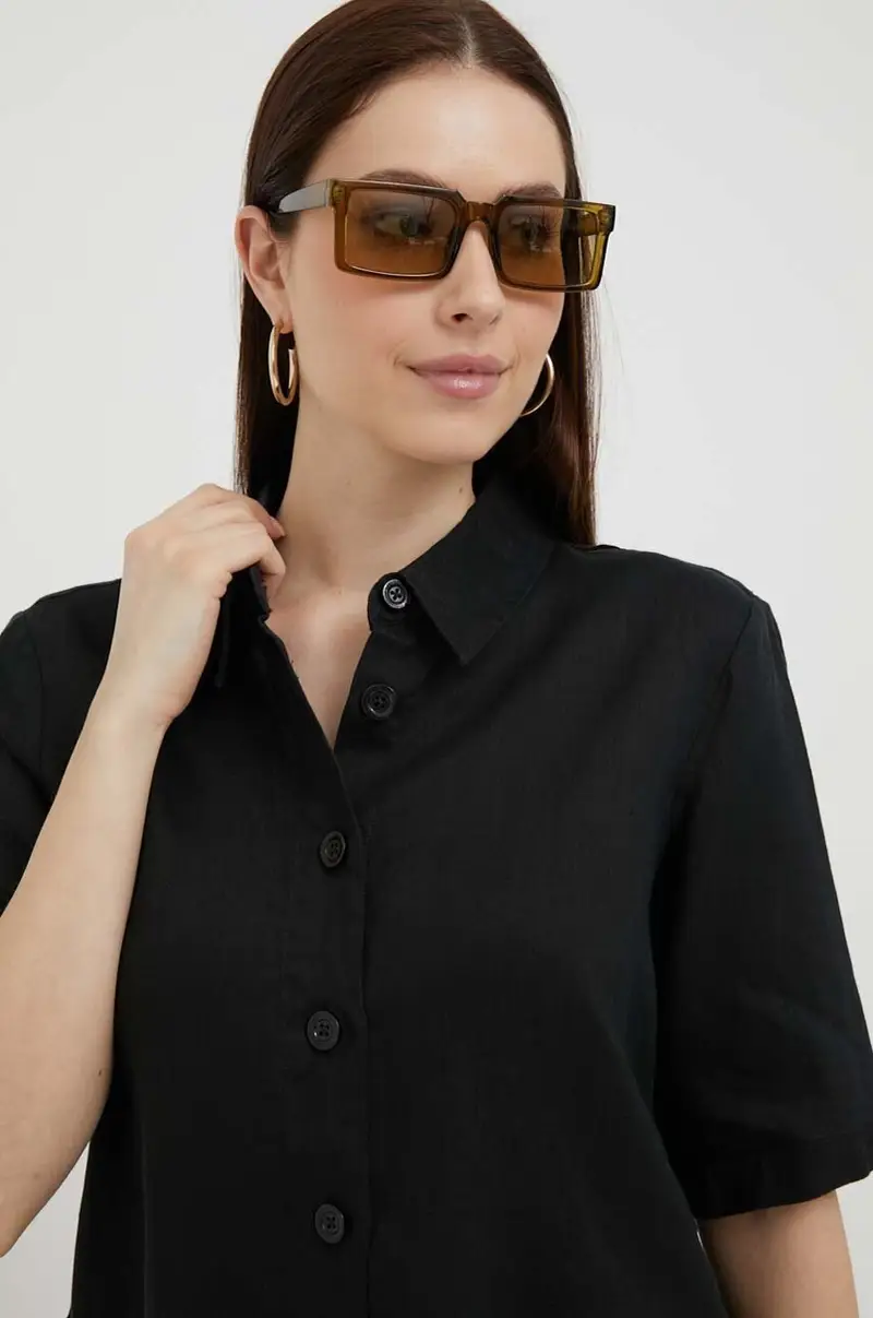 camicia di lino Nero miniatura 4