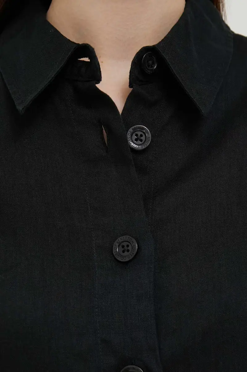 camicia di lino Nero miniatura 5