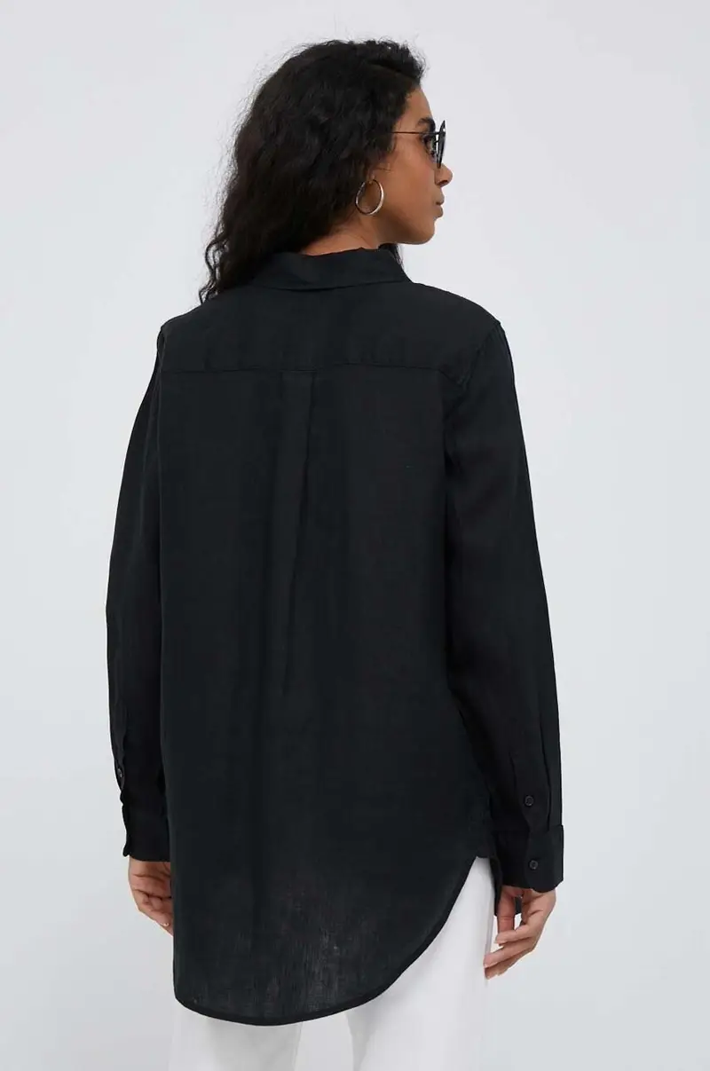 camicia di lino Nero miniatura 3