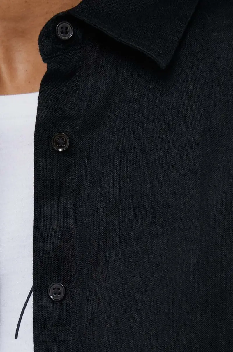 camicia di lino Nero miniatura 4