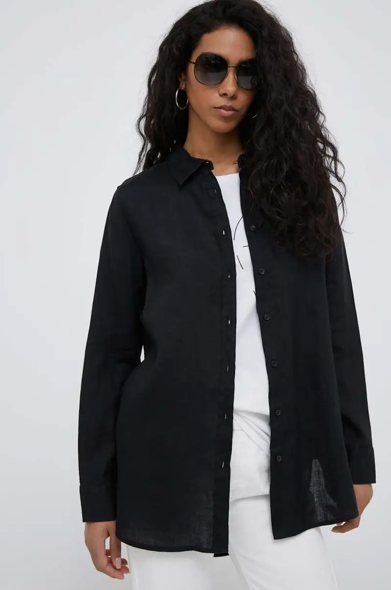 camicia di lino Nero