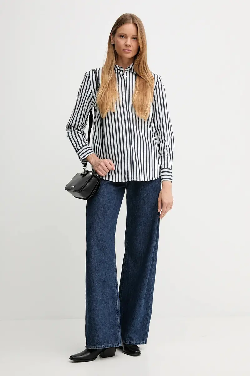 camicia in cotone donna colore bianco 59T7DQ0BH Blu navy miniatura 2