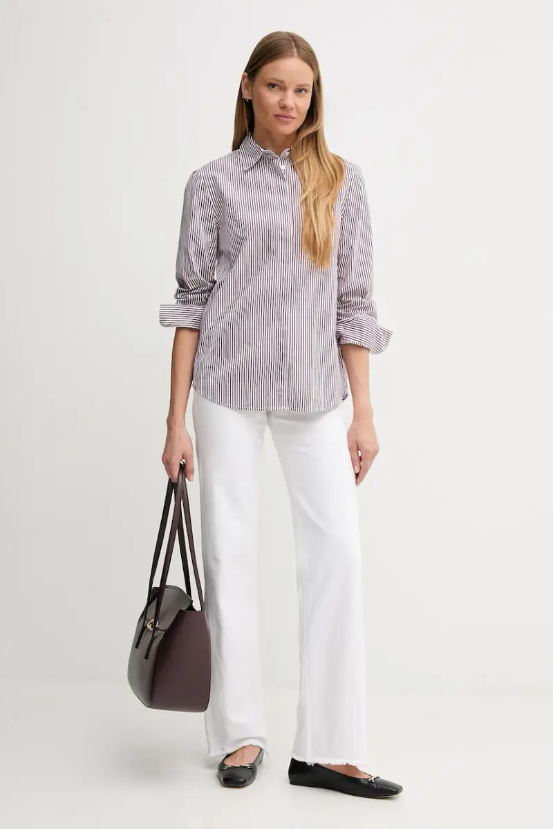 camicia in cotone donna colore bianco 59T7DQ0BH Granata miniatura 2