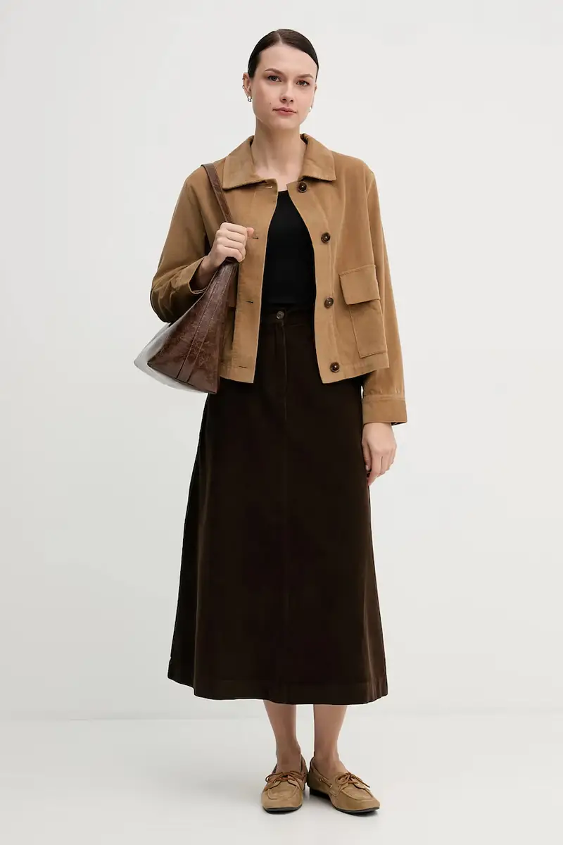 camicia in velluto a coste colore marrone 294BDN091 miniatura 2