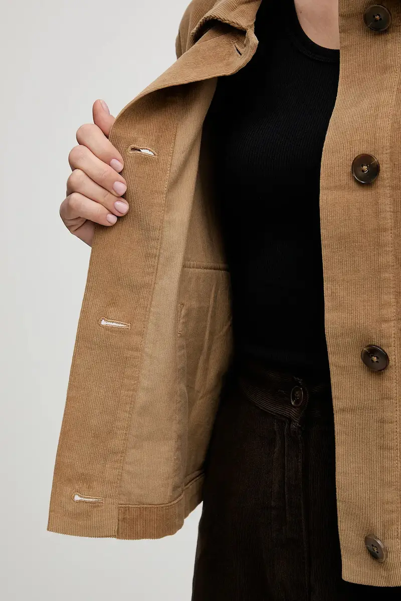 camicia in velluto a coste colore marrone 294BDN091 miniatura 5