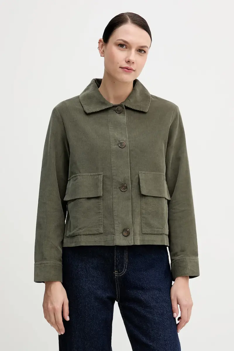 camicia in velluto a coste colore verde 294BDN091