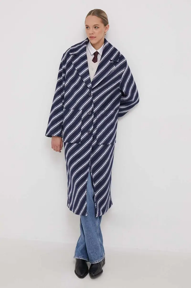 cappotto con aggiunta di lana Blu