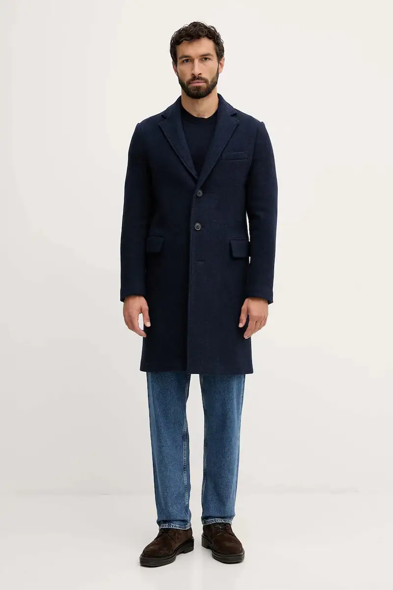 cappotto con lana colore blu 2X59UN05M