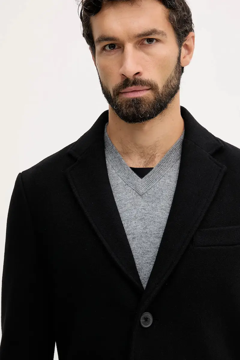 cappotto con lana colore nero 2X59UN05M miniatura 4