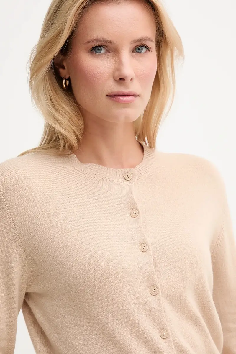 cardigan con lana colore beige 102HD502B miniatura 4