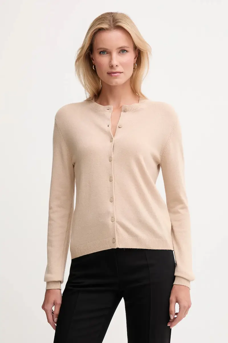 cardigan con lana colore beige 102HD502B