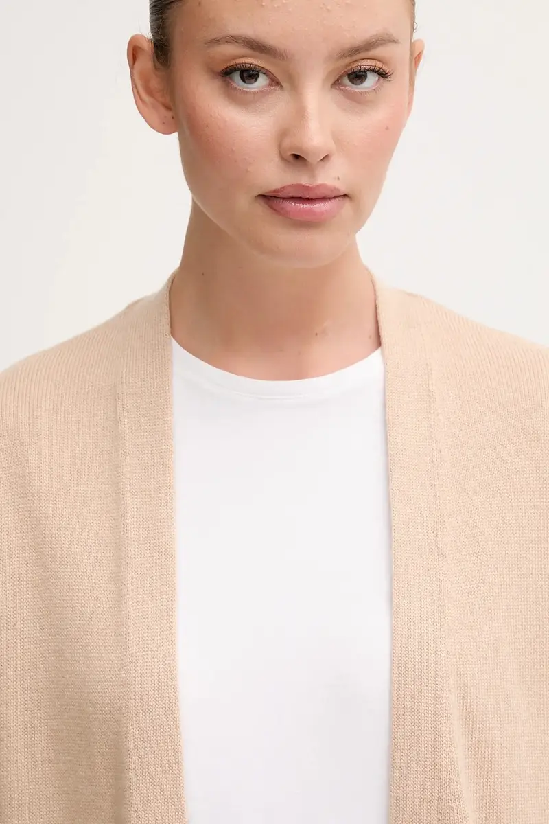 cardigan con lana colore beige 122HD6051 miniatura 4