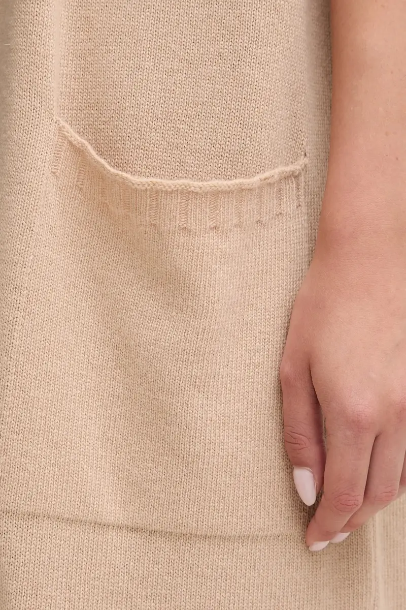 cardigan con lana colore beige 122HD6051 miniatura 5