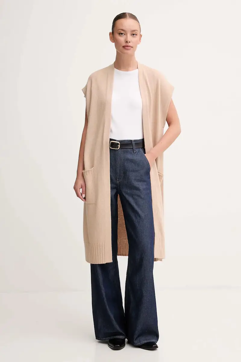 cardigan con lana colore beige 122HD6051