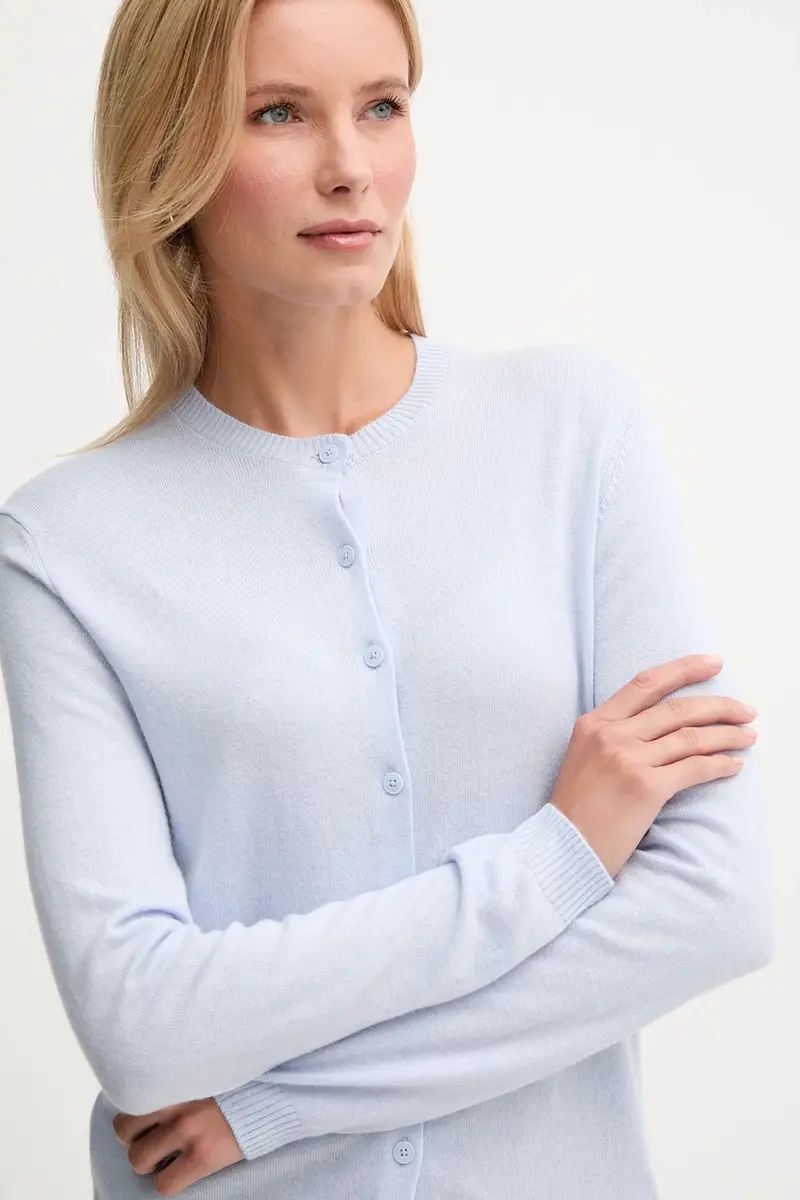 cardigan con lana colore blu 102HD502B miniatura 4