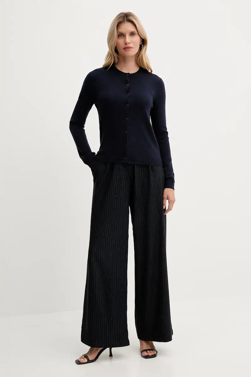 cardigan con lana colore blu navy 102HD502B miniatura 2