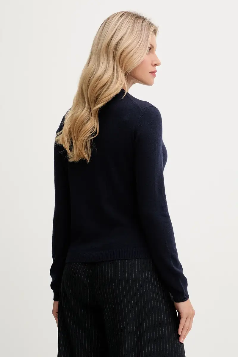 cardigan con lana colore blu navy 102HD502B miniatura 3