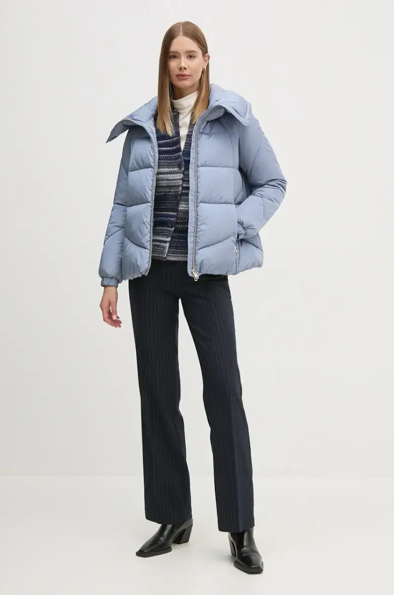 cardigan con lana colore blu navy 105CD6880 miniatura 2