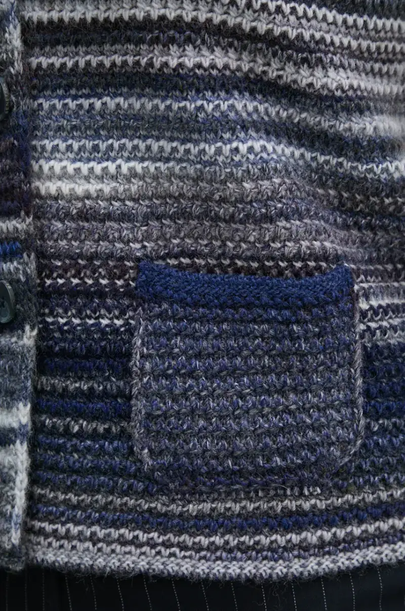 cardigan con lana colore blu navy 105CD6880 miniatura 5