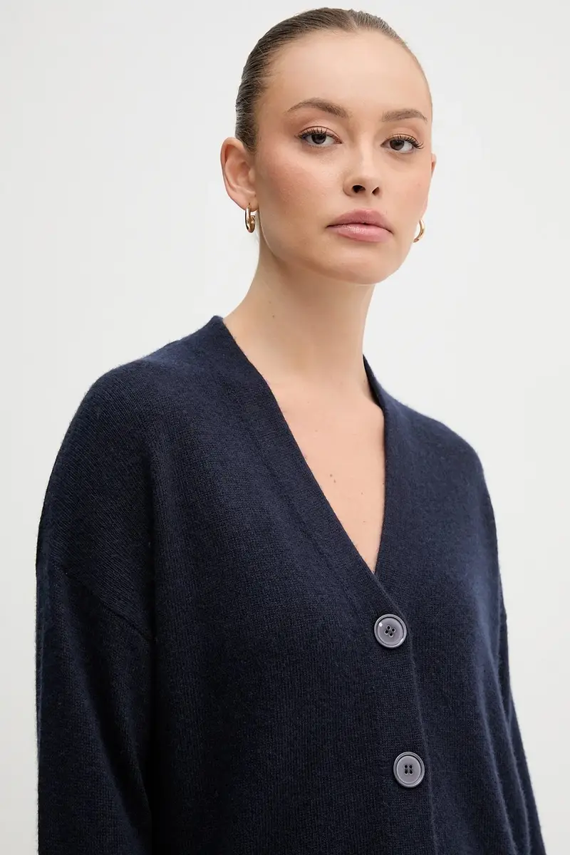 cardigan con lana colore blu navy 126WD604Z miniatura 4