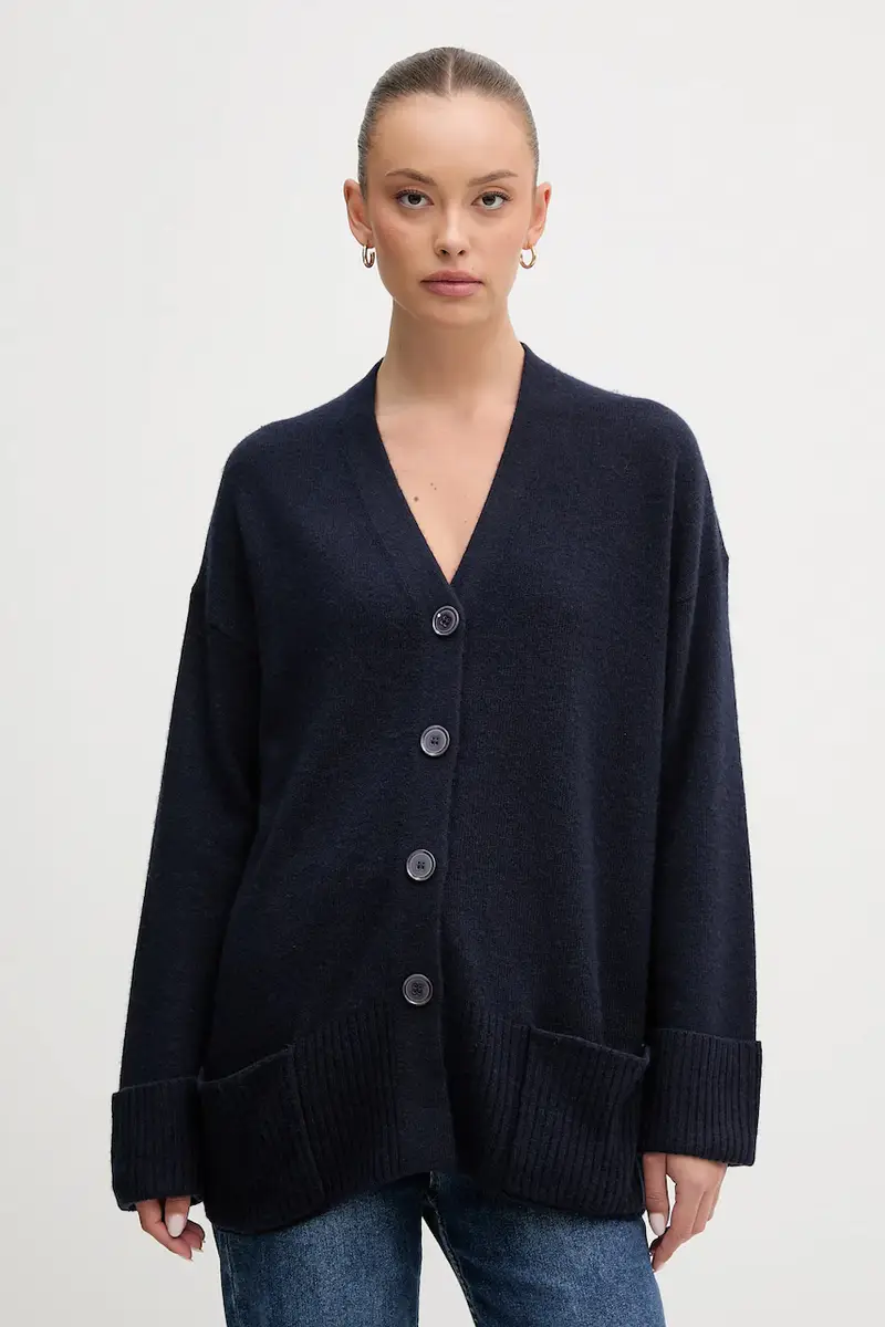 cardigan con lana colore blu navy 126WD604Z