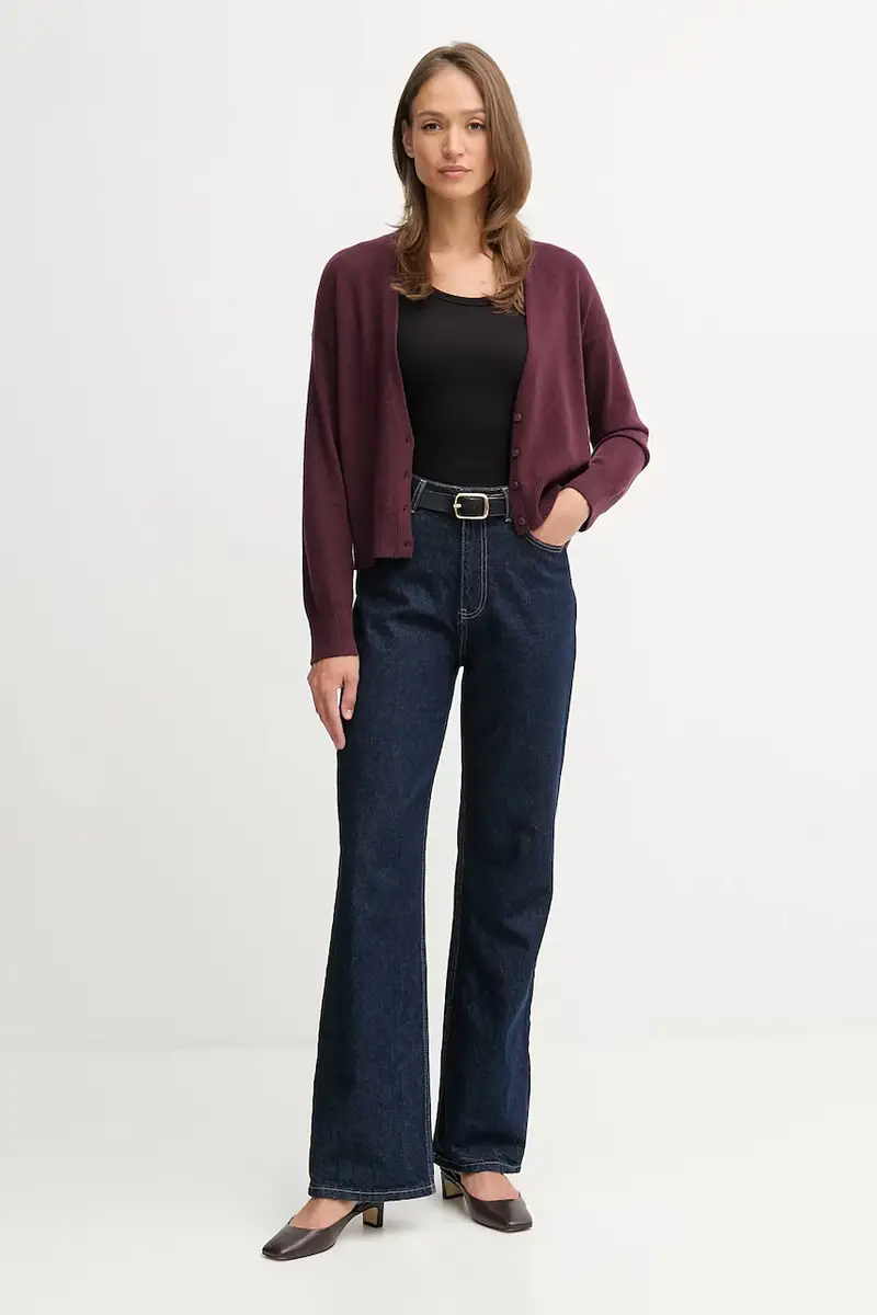 cardigan con lana colore granata 102HD6052 miniatura 2