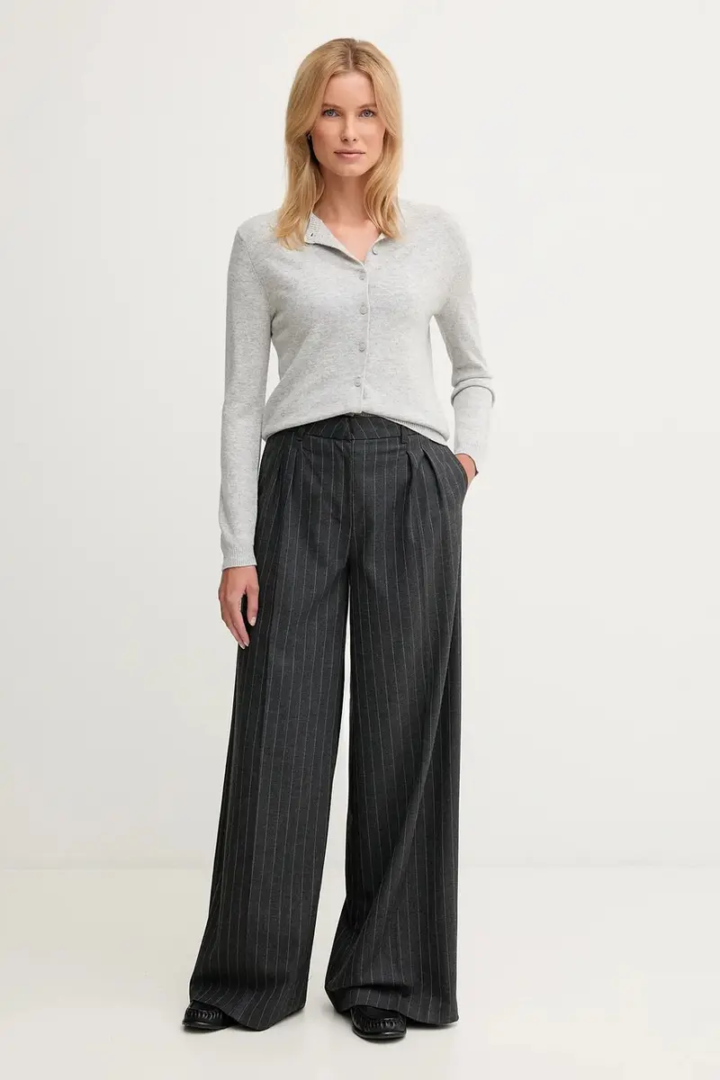 cardigan con lana colore grigio 102HD502B miniatura 2