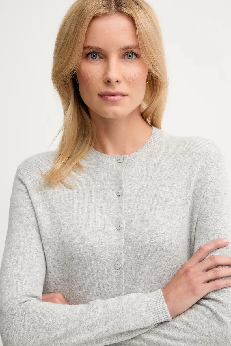 cardigan con lana colore grigio 102HD502B miniatura 4