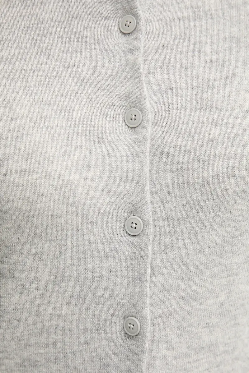 cardigan con lana colore grigio 102HD502B miniatura 5