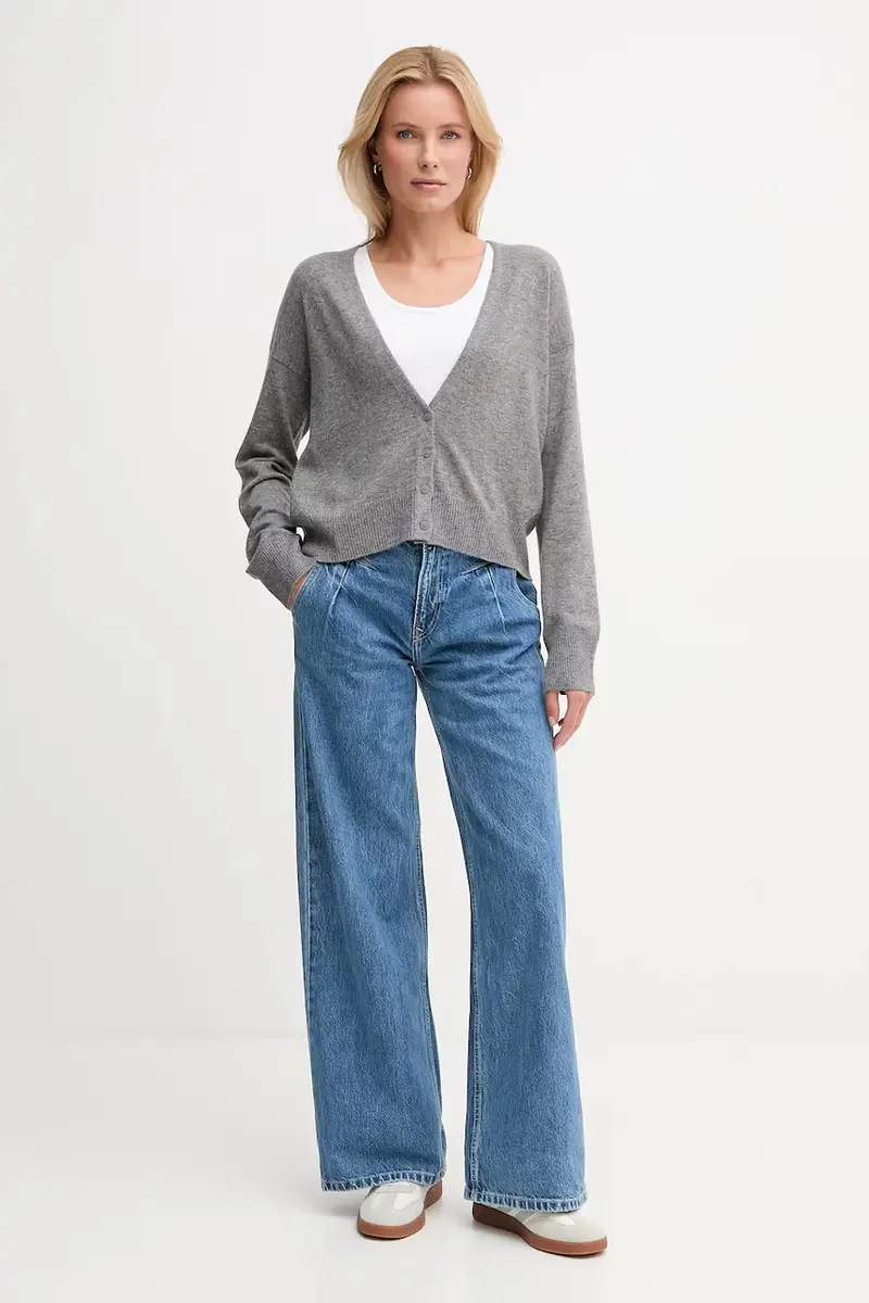 cardigan con lana colore grigio 102HD6052 miniatura 2