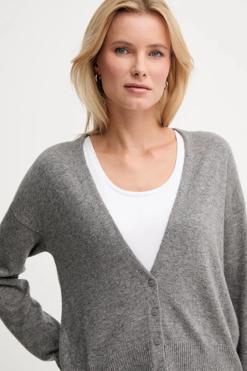 cardigan con lana colore grigio 102HD6052 miniatura 4