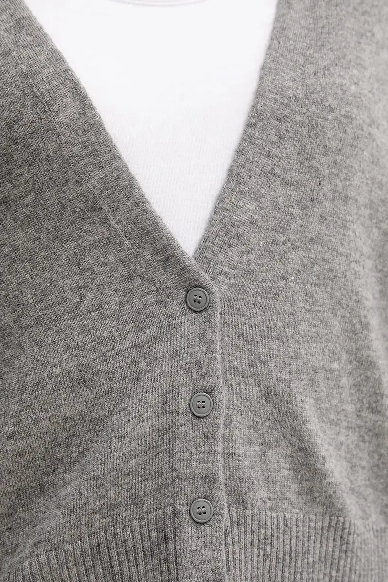 cardigan con lana colore grigio 102HD6052 miniatura 5