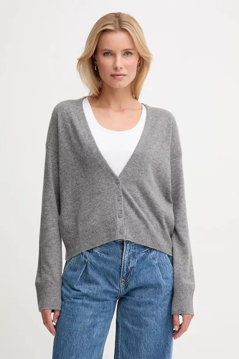 cardigan con lana colore grigio 102HD6052
