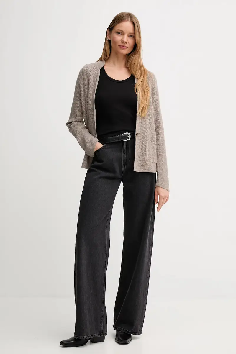 cardigan con lana colore grigio 1235D6934 Beige miniatura 2