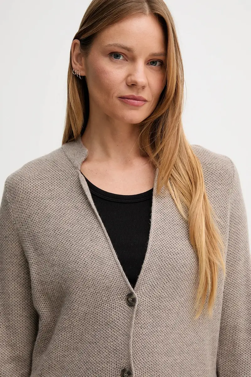 cardigan con lana colore grigio 1235D6934 Beige miniatura 4