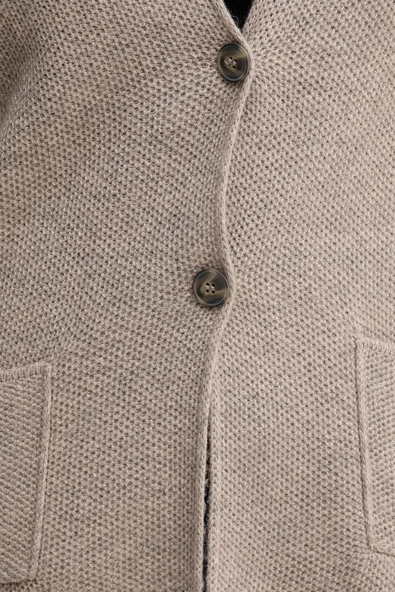 cardigan con lana colore grigio 1235D6934 Beige miniatura 5