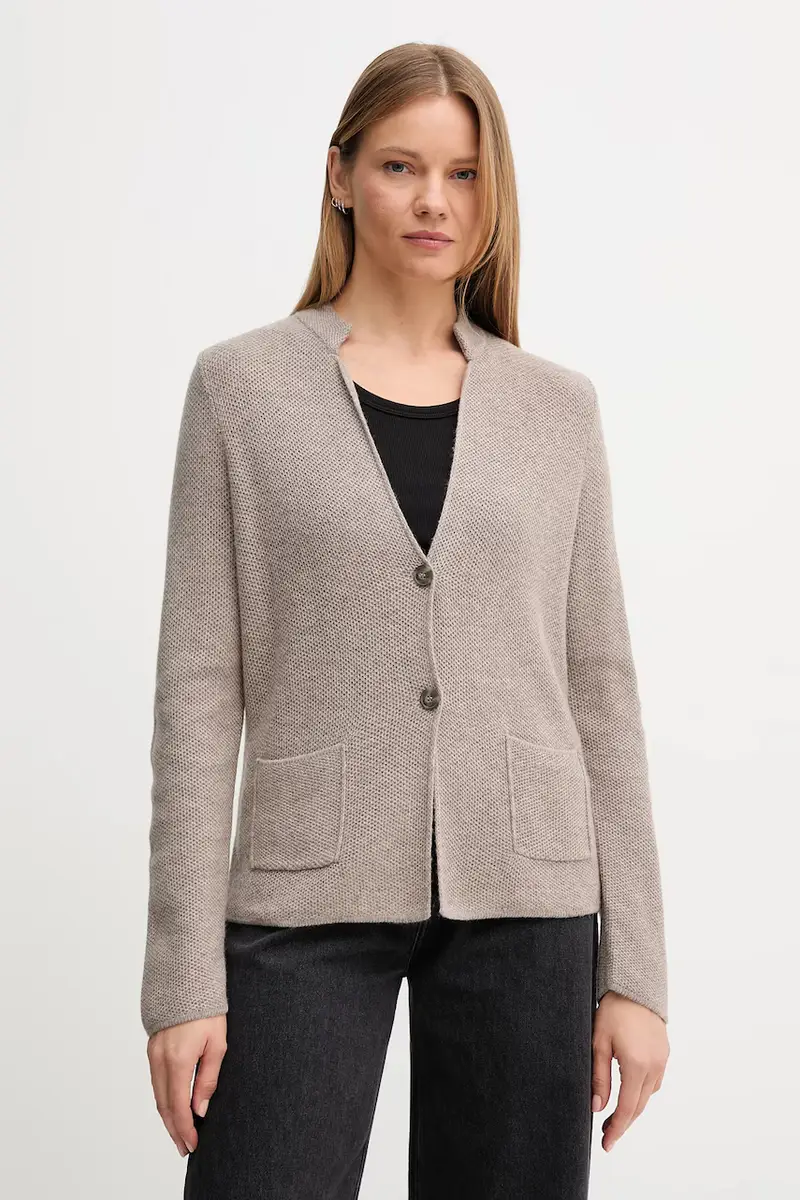 cardigan con lana colore grigio 1235D6934 Beige