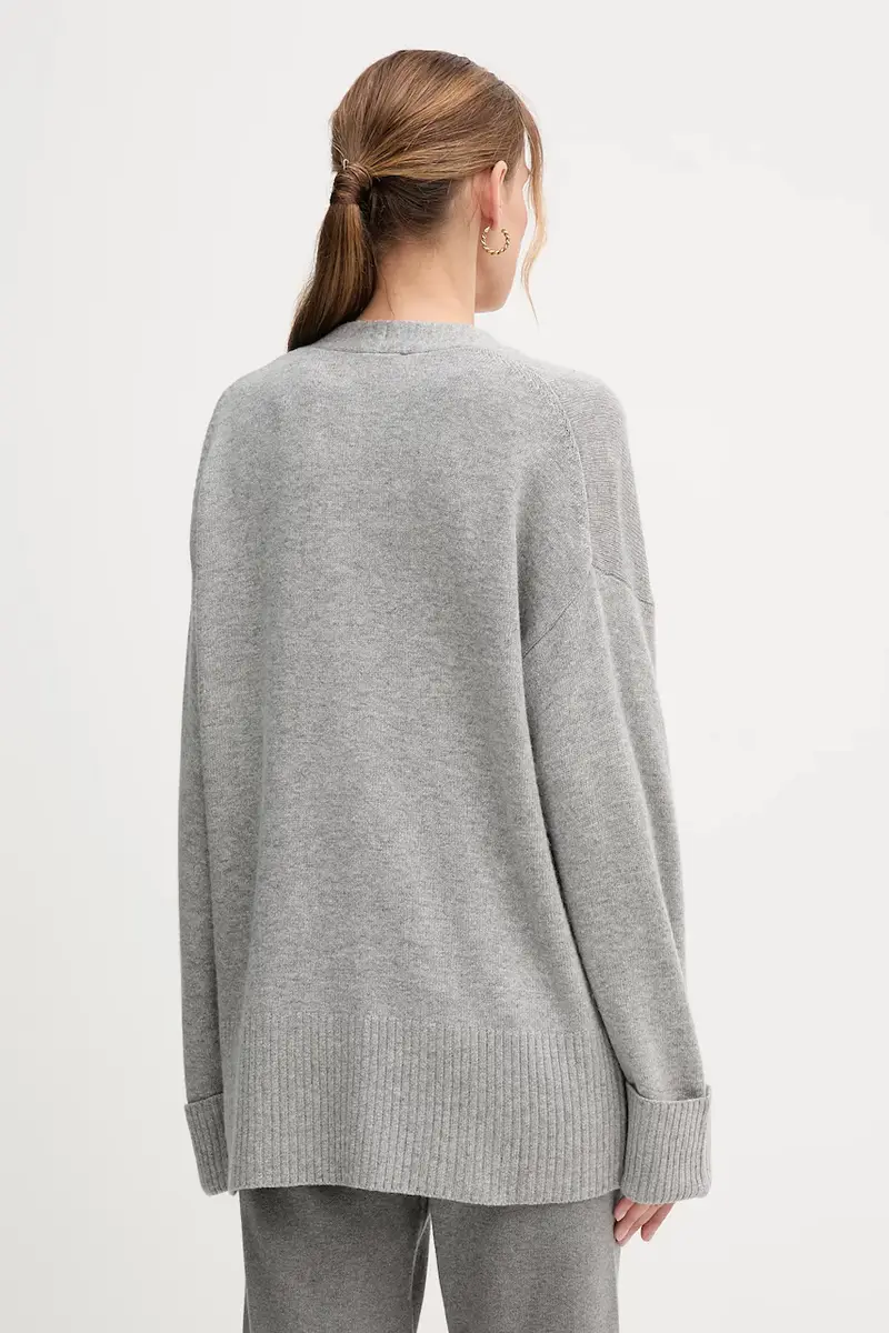 cardigan con lana colore grigio 126WD604Z miniatura 3