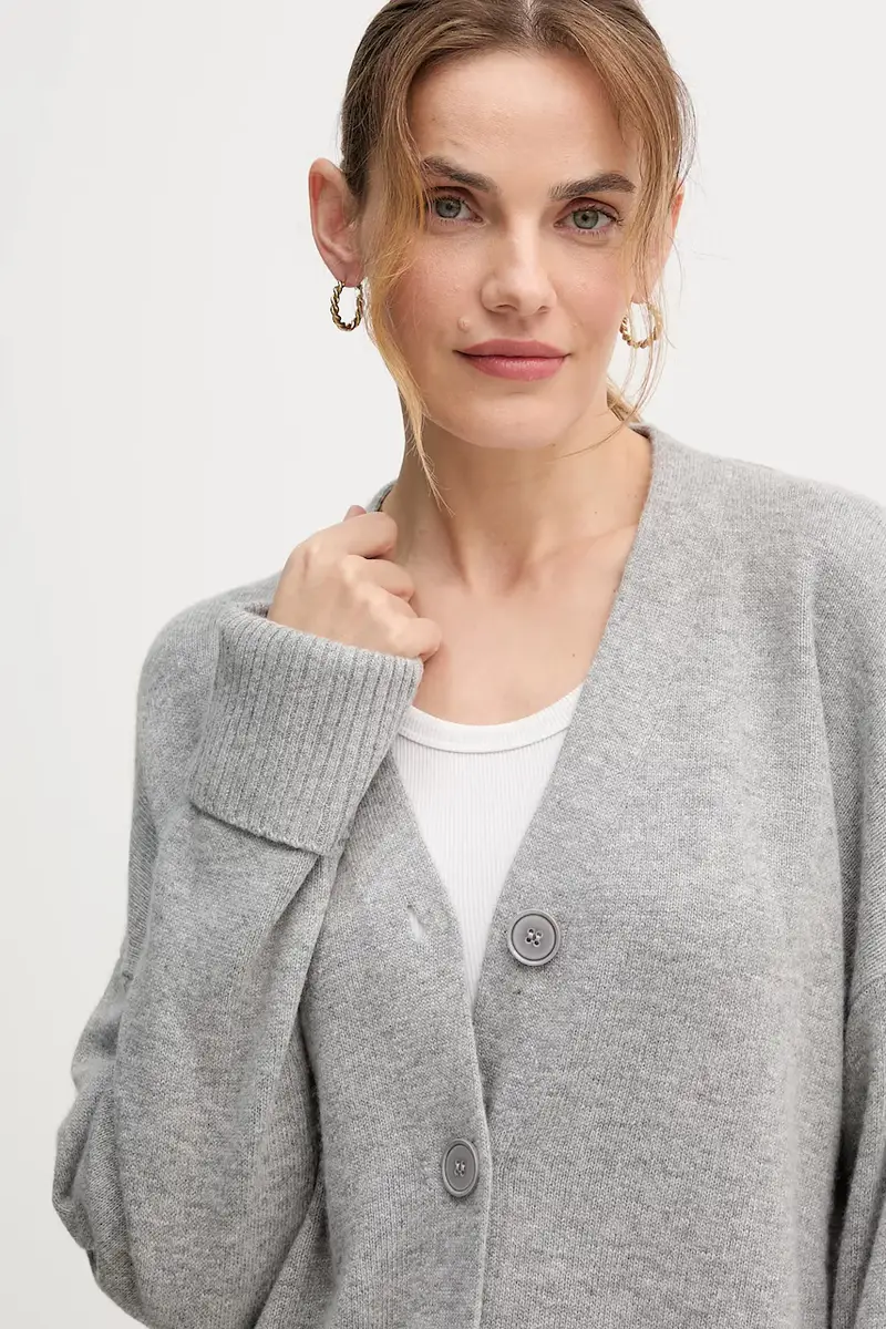 cardigan con lana colore grigio 126WD604Z miniatura 4