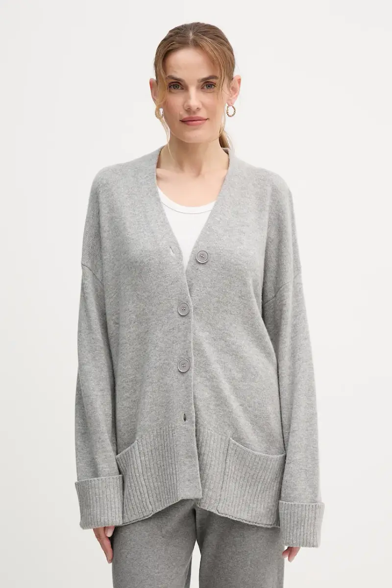 cardigan con lana colore grigio 126WD604Z