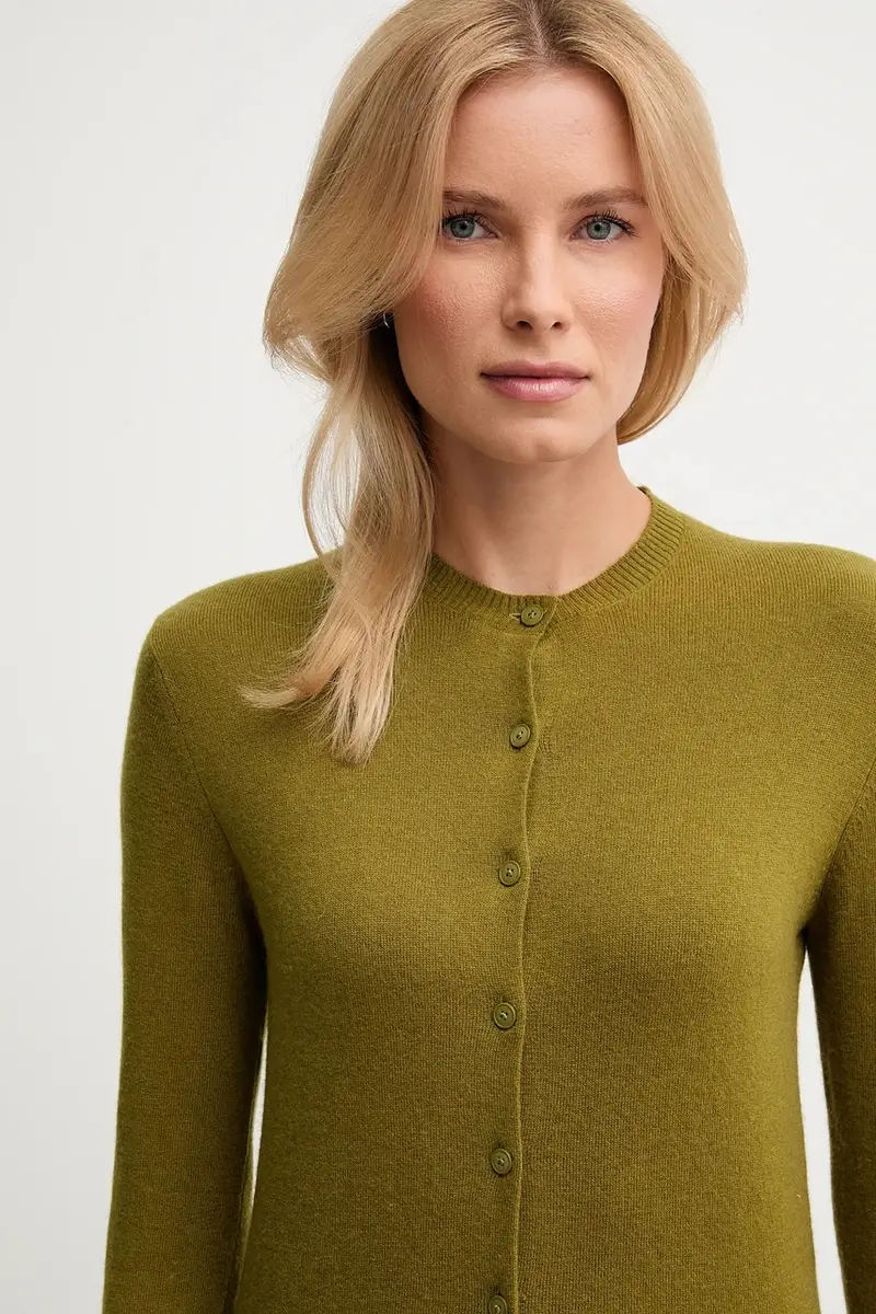 cardigan con lana colore verde 102HD502B miniatura 4