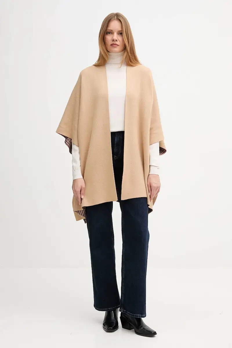 cardigan con lana reversibile colore beige 112HEU01N miniatura 2