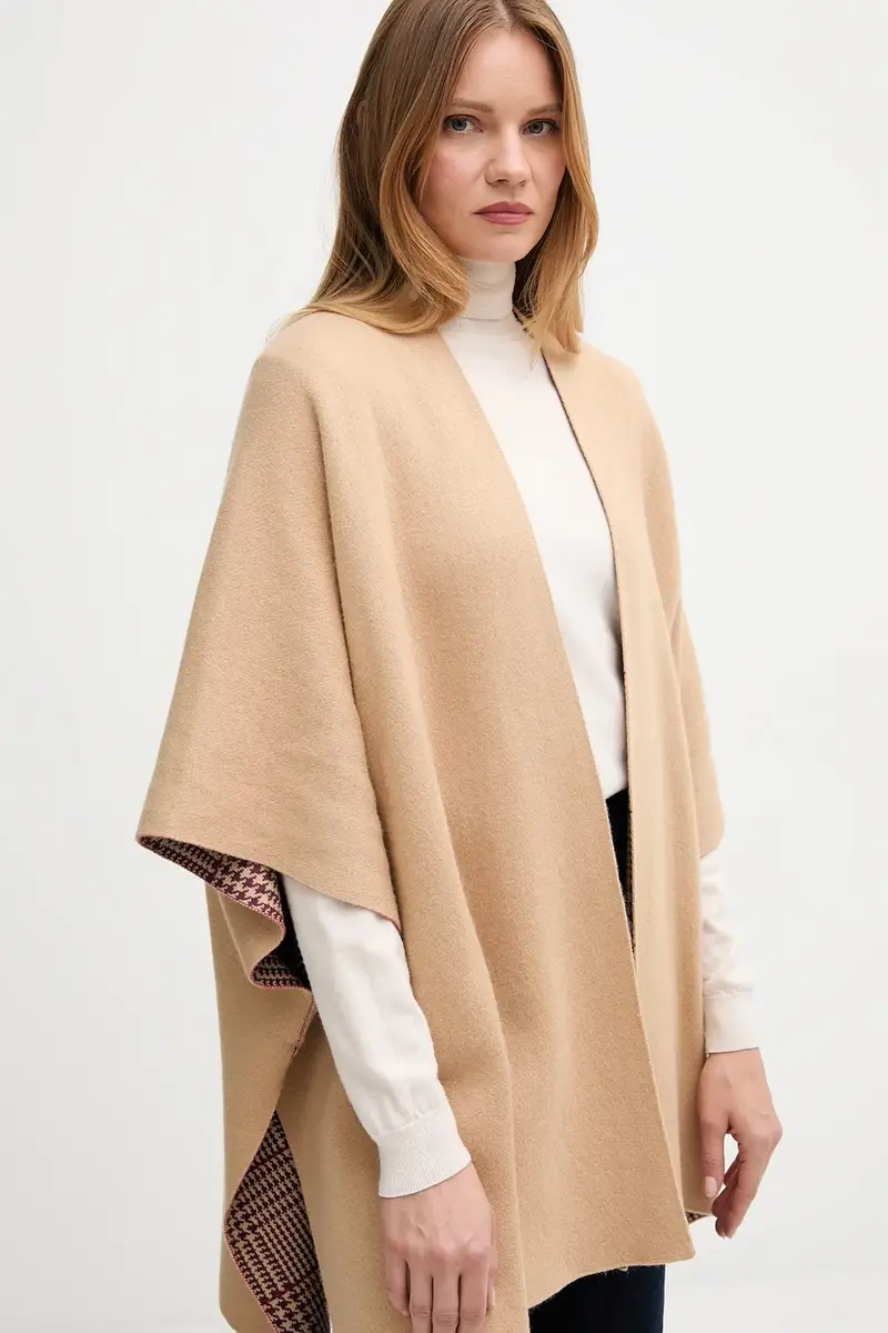 cardigan con lana reversibile colore beige 112HEU01N miniatura 4