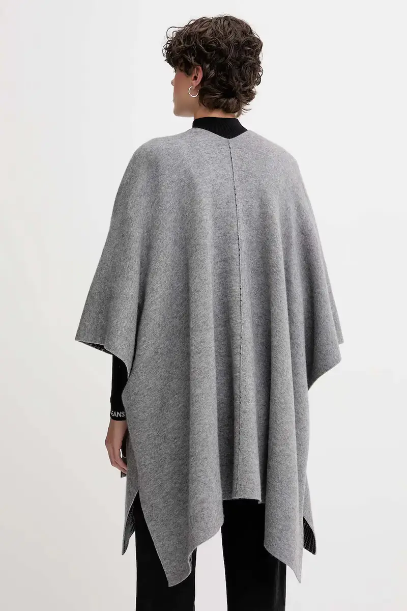 cardigan con lana reversibile colore grigio 112HEU01N miniatura 3