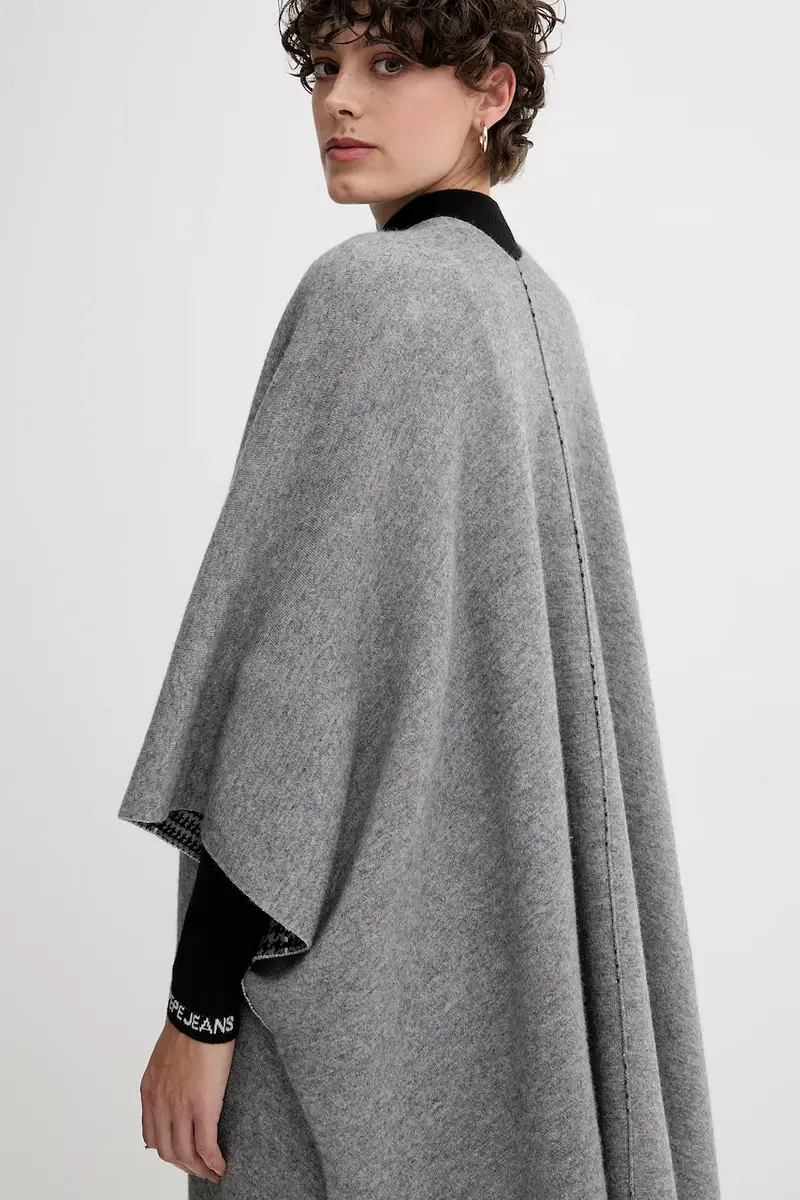 cardigan con lana reversibile colore grigio 112HEU01N miniatura 4