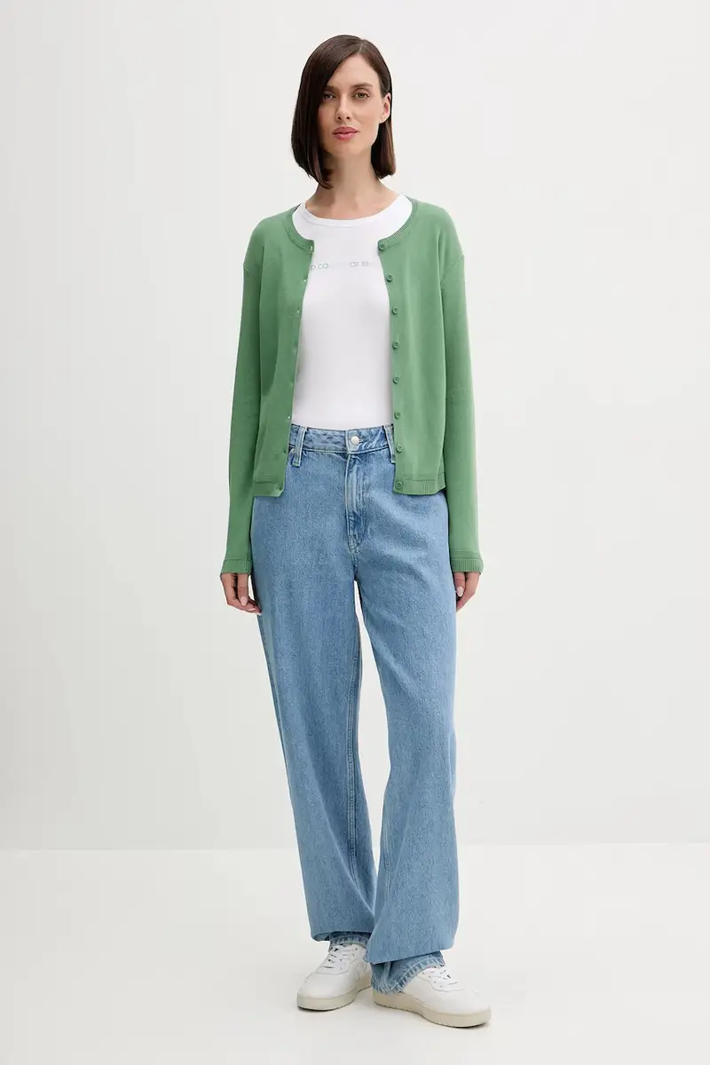 cardigan in cotone colore verde 1091D5558 miniatura 2