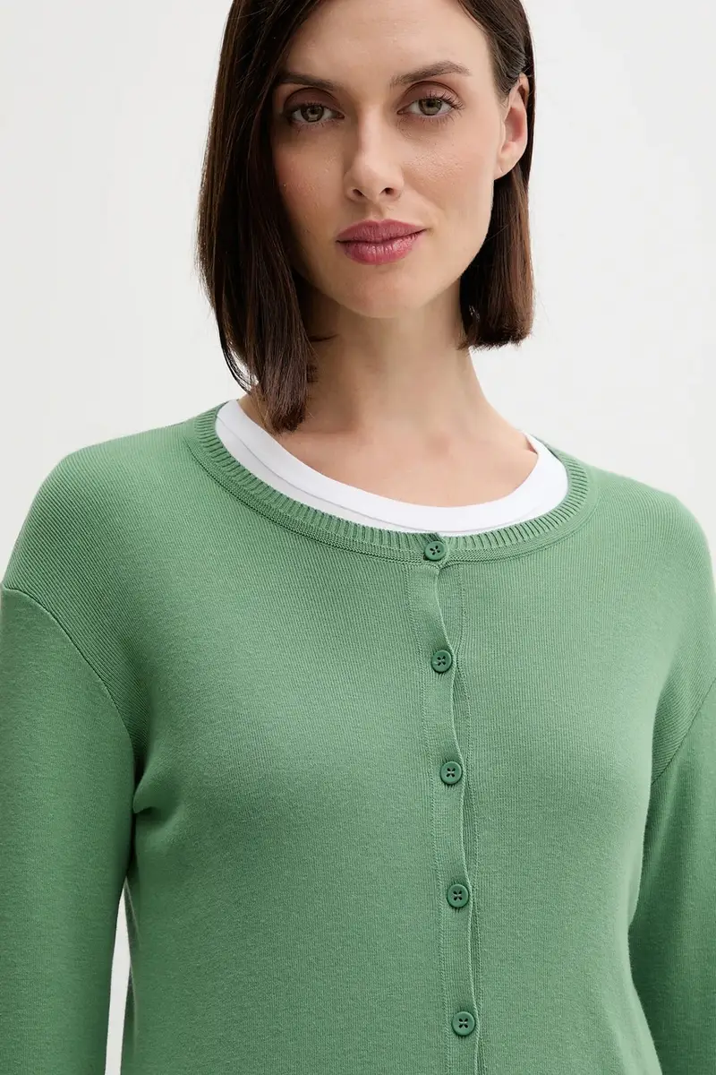 cardigan in cotone colore verde 1091D5558 miniatura 4