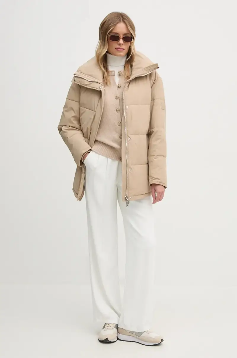 cardigan in lana colore beige 103ME500L miniatura 2