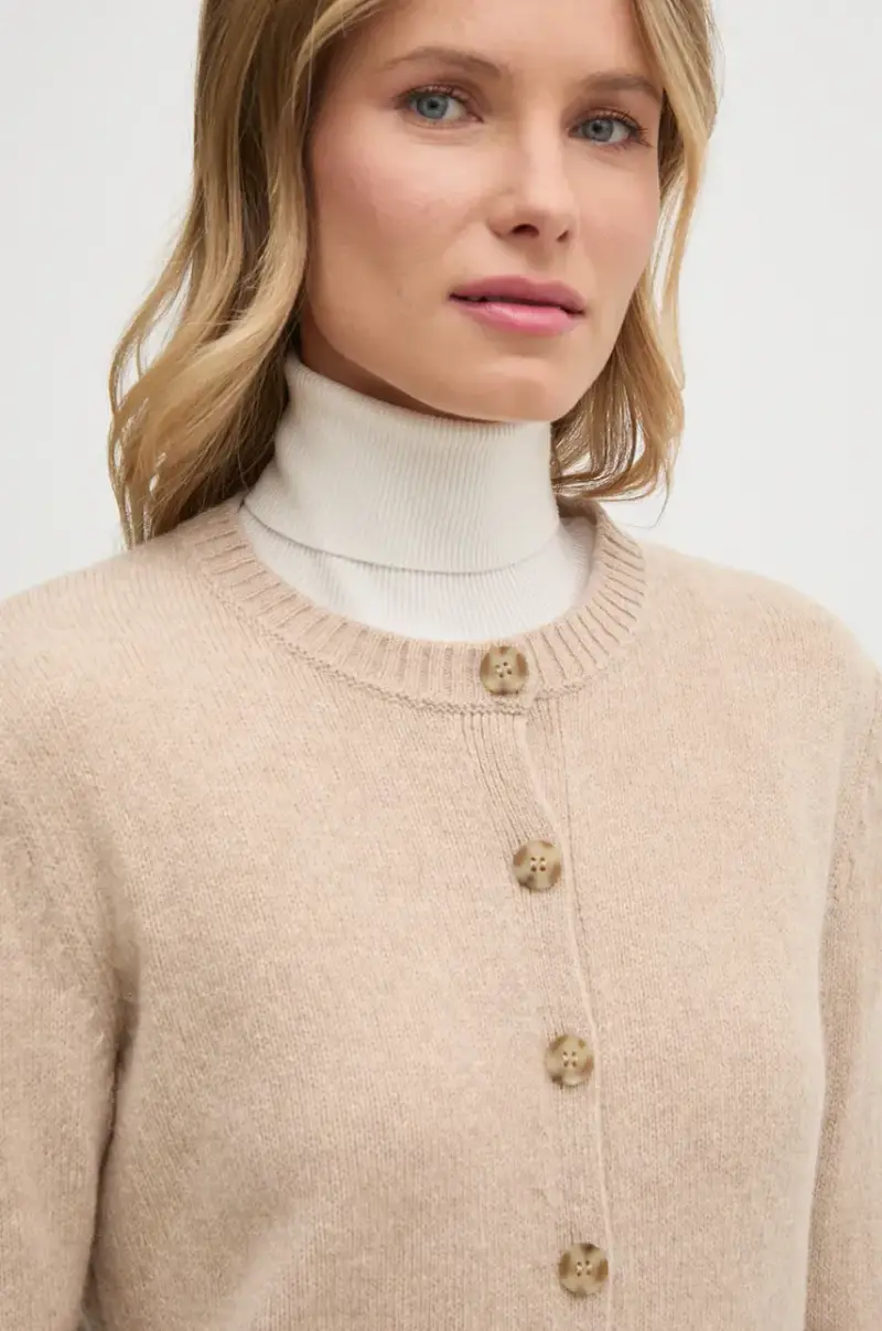 cardigan in lana colore beige 103ME500L miniatura 4